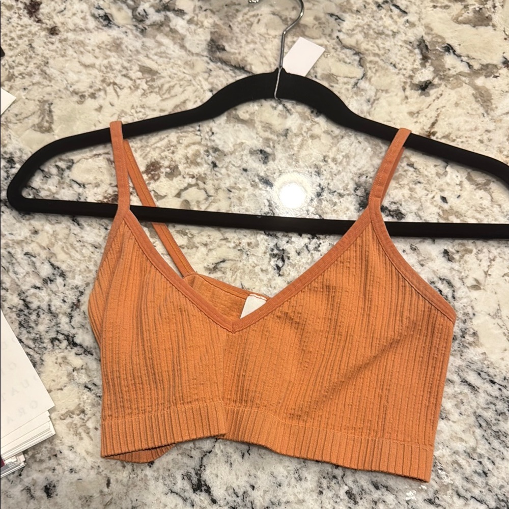 Colsie Orange Ribbed Crop Top